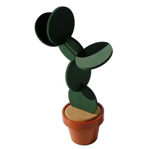 NEW Funny Cactus Plant Coaster Set W/ Storage Pot Gag Gift - Picture 1 of 3